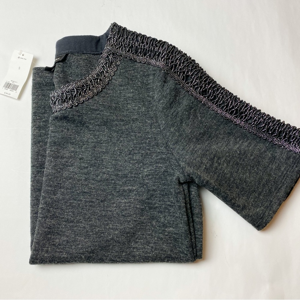 BANANA REPUBLIC Crew Neck Lace Trim Charcoal Gray Knitted Top Women's Size Small